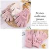 Smile Face Printing Gloves Mobile Phone Touchscreen Knitted Gloves Women Winter Thick Warm Adult Soft Mink Fluffy Gloves