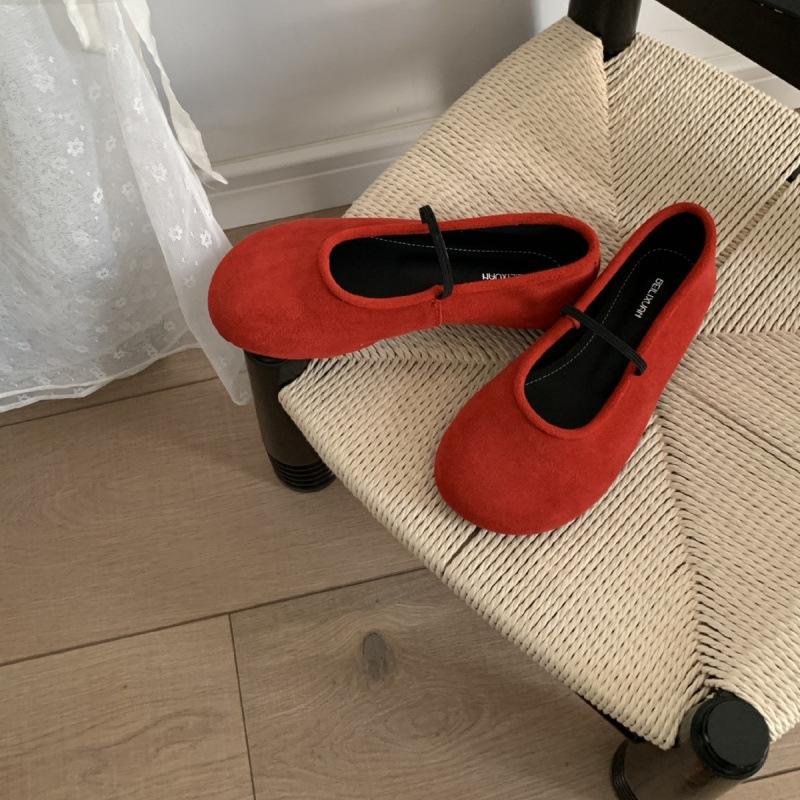 Retro Round Head Mary Jane Flat-soled Single Shoes Women's 2025 Spring and Autumn New Fashionable Simple Shallow Mouth One-word Single Shoes