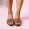 Women Summer New Chunky Heel Slippers Fashion Pleated Square Toe Green Orange Women Sandals Casual Elegant Ladies Dress Sandals
