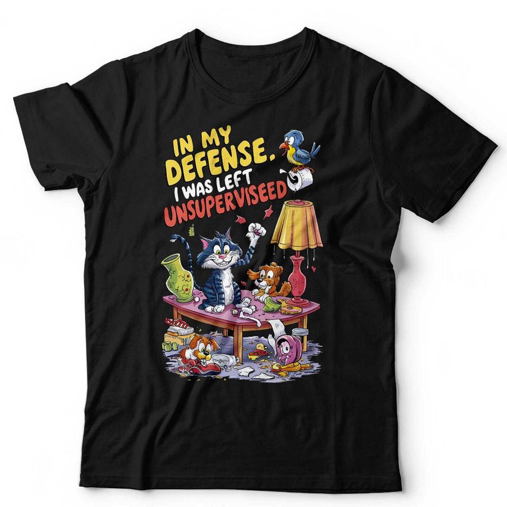 

In My Defence I Was Left Unsupervised Tshirt Unisex and Kids New Funny Cat Dog 4XL