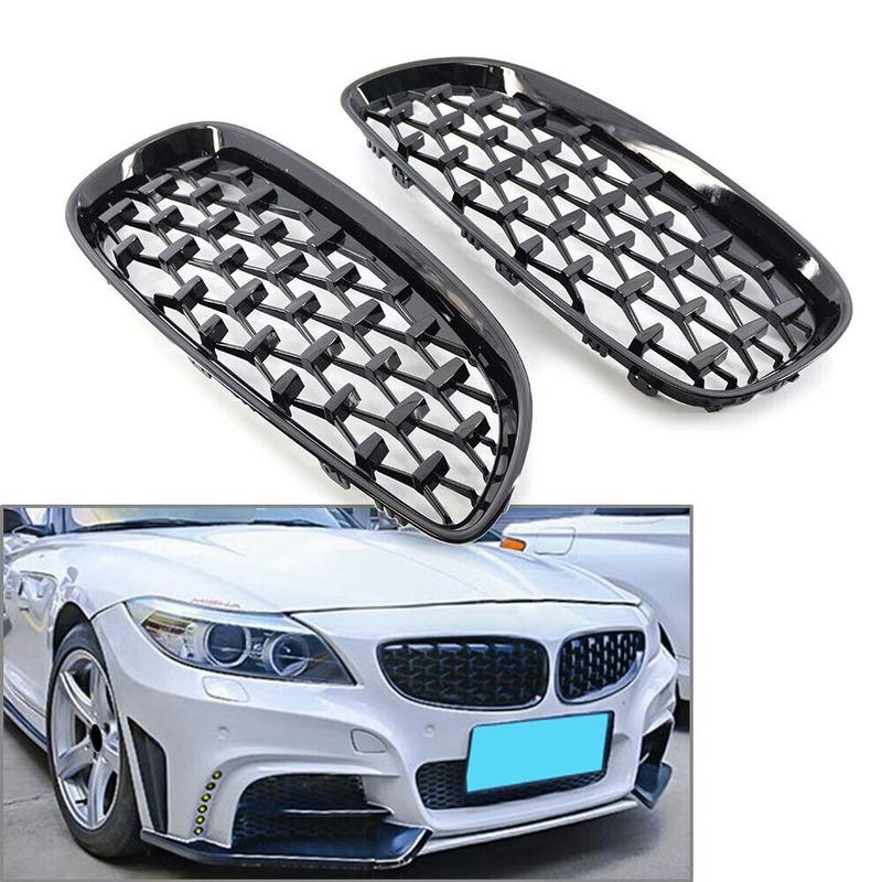 1 Pair Front Hood Single Line Grille Front Kidney Racing Grille Gloss Black 51137181547 51137181548 For BMW Z4 E89 2009-2016