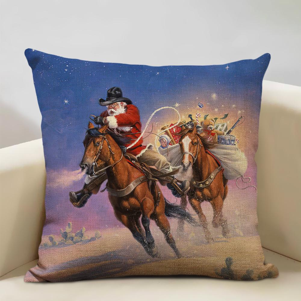 Christmas Decorative Cushion Cover Santa Claus Snowman Pillow Case 45x45cm Pillowcase Happy New Year Home Decor