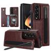 New Z Fold7 5-fold Hand Leather Case Suitable for Samsung Fold6 Double Button Pen Slot Mobile Phone Protective Case