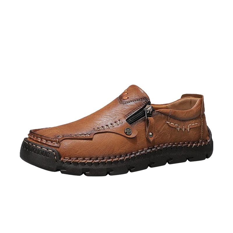 High Quality Men Casual Leather Shoes Flat Designer Loafers Trend Brand Business Shoes Antiskid Slip On Comfortable Outdoor Shoe