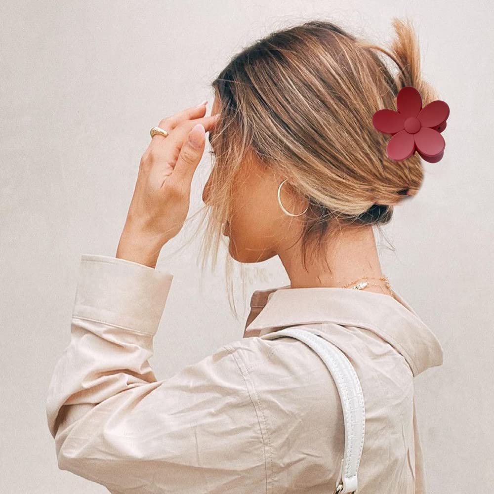 9 PCS Large Hair Accessories - Cute Flower-Shaped Claw Clips for Women and Girls in 9 Morandi Colors