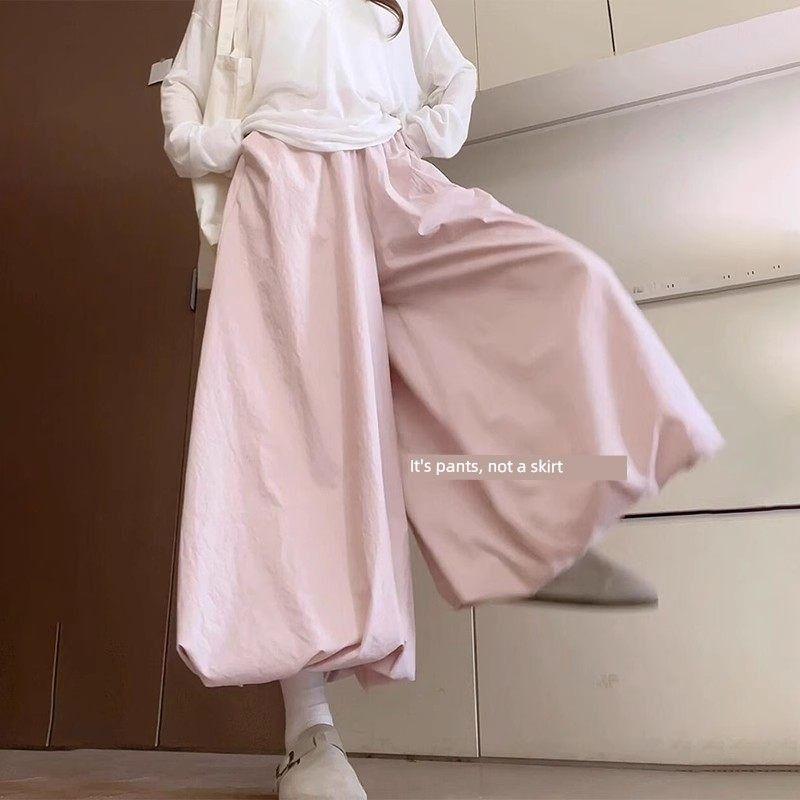 

150kg Black Floral Skirt Pants for Women, Summer 2026 New Style, Plus Size, Loose Fit, Slimming, Casual Wide-Leg Pants Pink Regular Style 4XL