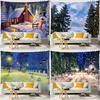 City Street Christmas Night Scene Tapestry Wall Hanging Art Aesthetics Simple Psychedelic Home