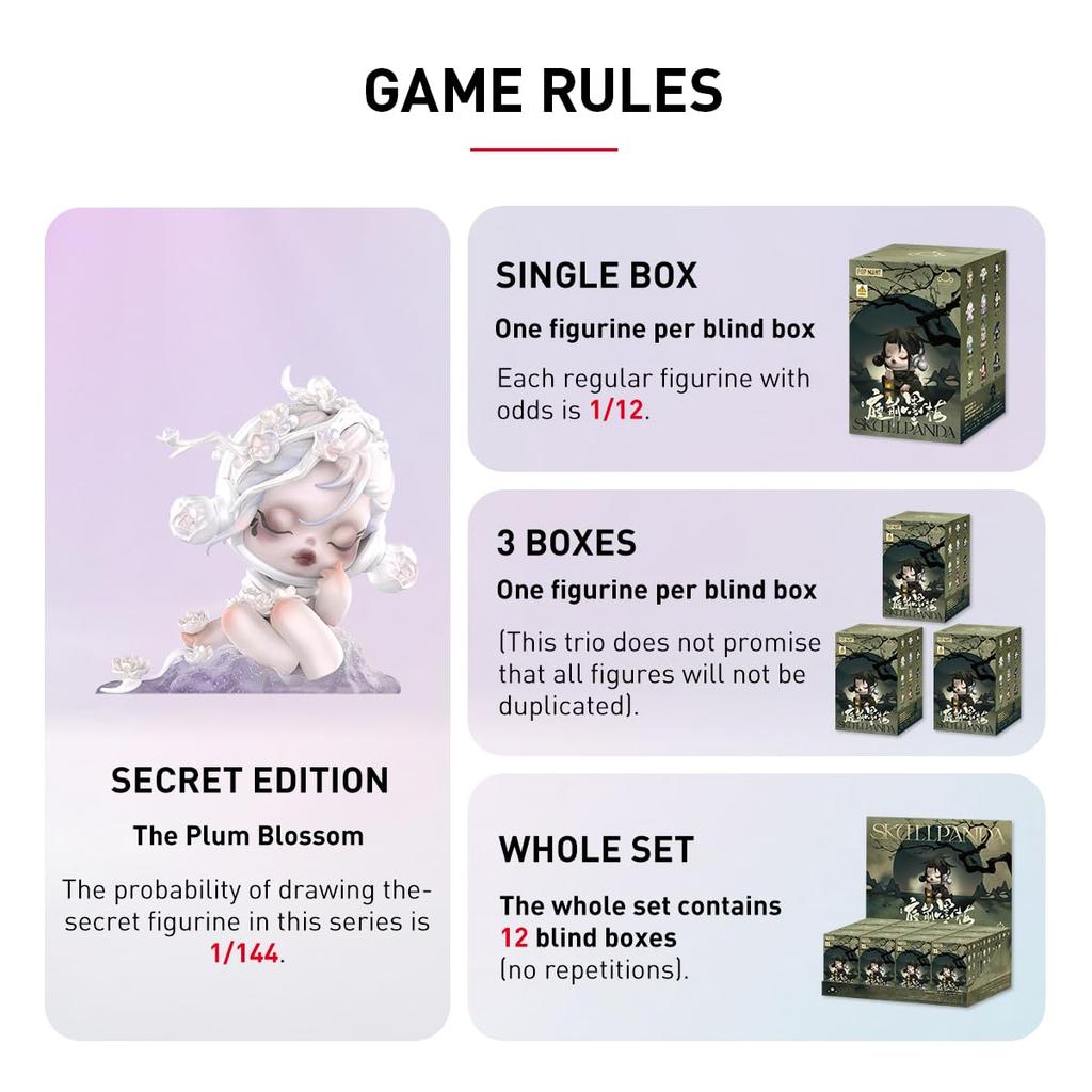 POP MART SKULLPANDA The Ink Plum Blossom Series Box 12 Pop Mart Gacha Gacha Blind Box Figure Plastic Model Premium Toy PVC Soft Vinyl Original