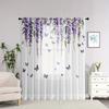 2 Pcs Luxe Sheer Wisteria Floral Curtains – Romantic Art Theme Rod Pocket Design for Bedroom Decor