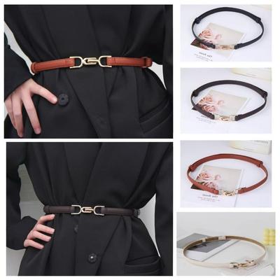 Faux PU Leather Waistband Adjustable Skinny Waist Belts New Women's Thin Belt  Decorative Dress