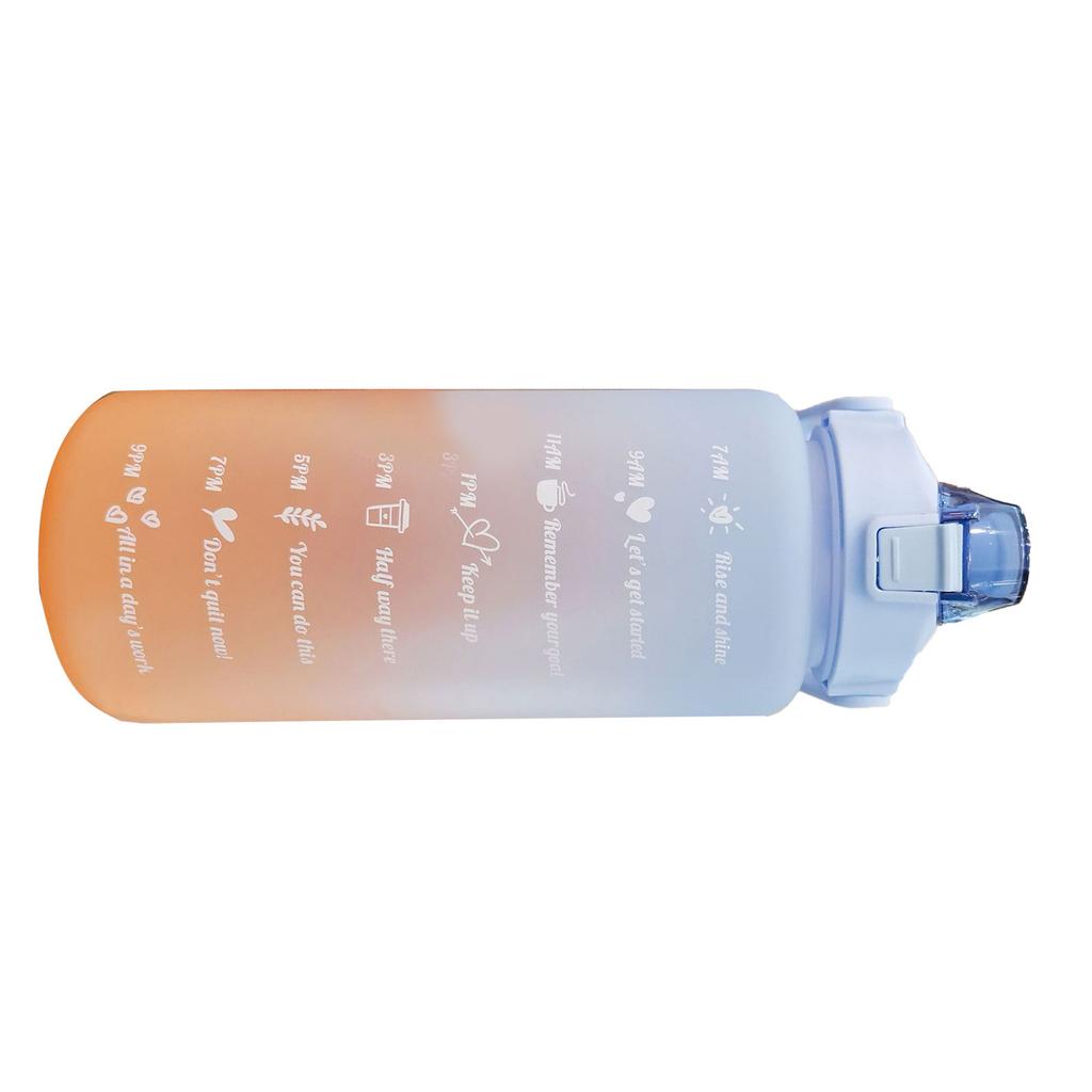 Straw Bottle Leakage Proof Frosted Gradient Color Open Sports Water Cup with Handle Clear Scale 2000ml