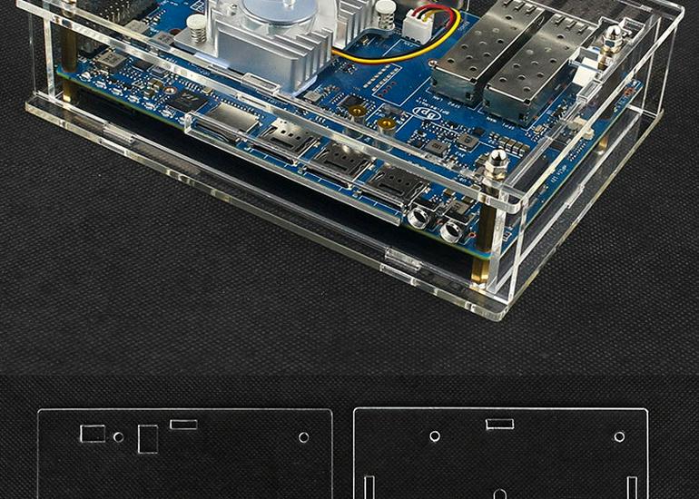 Banana Pi R4 Router Board with Acrylic Case & Adjustable Fan Heatsink