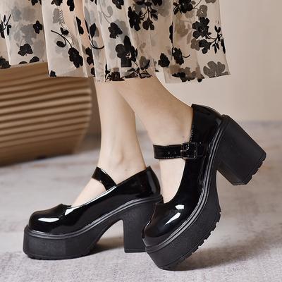 Chunky Heel Women's Mary Janes Spring New Vintage Platform Lolita Single Shoes for Women Increased Students Shallow Ladies Pumps