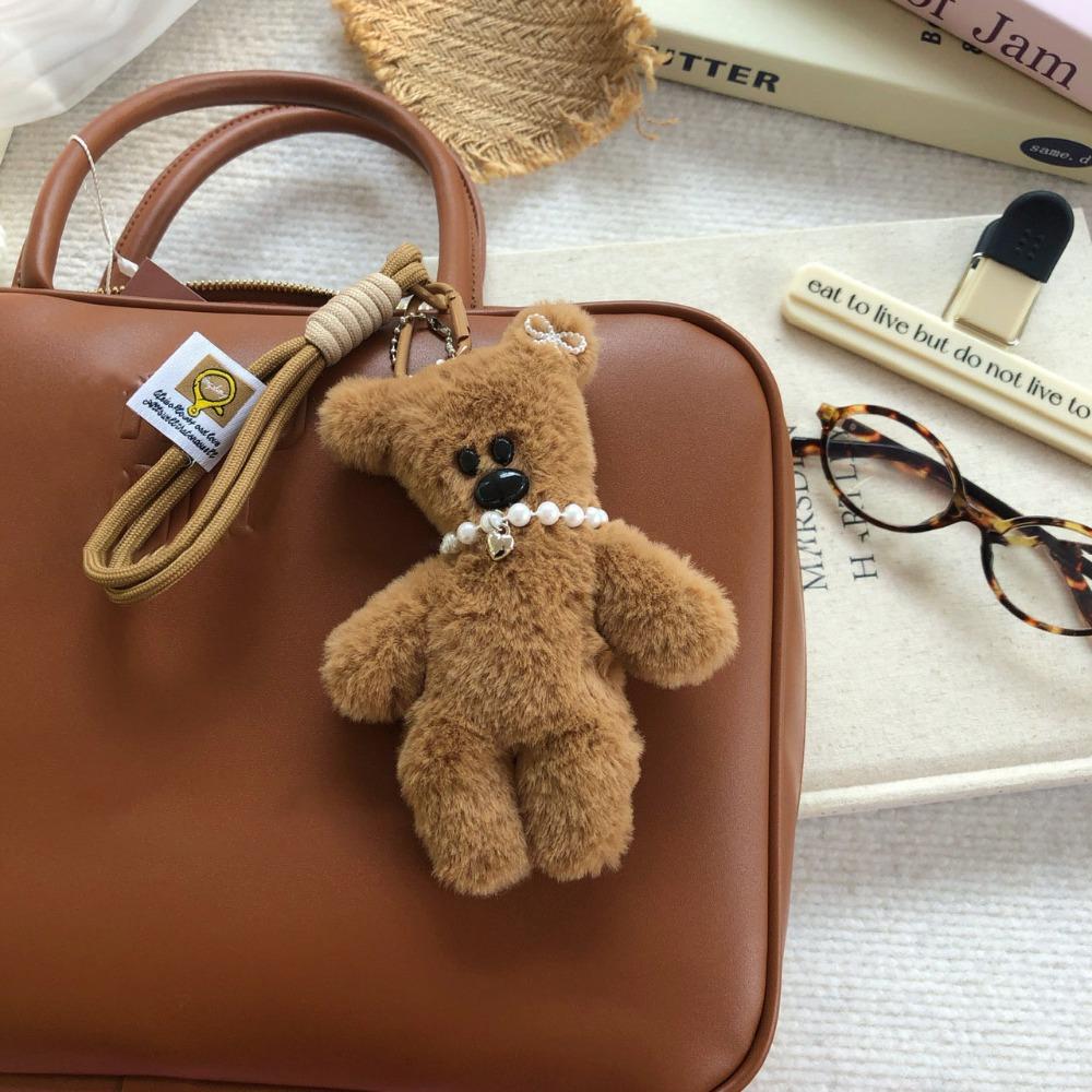 Cute Soft Bear Bag Charm Brown Bag Hanging Cartoon Keychain Cartoon Handmade Craft Keychain Bag Decoration