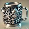 Kaffekrus med V8-motor-tema Håndlaget kaffekopp for bilentusiaster Morsomt 3D-krus med stor kapasitet for te og varme drikker til hjemmekontoret