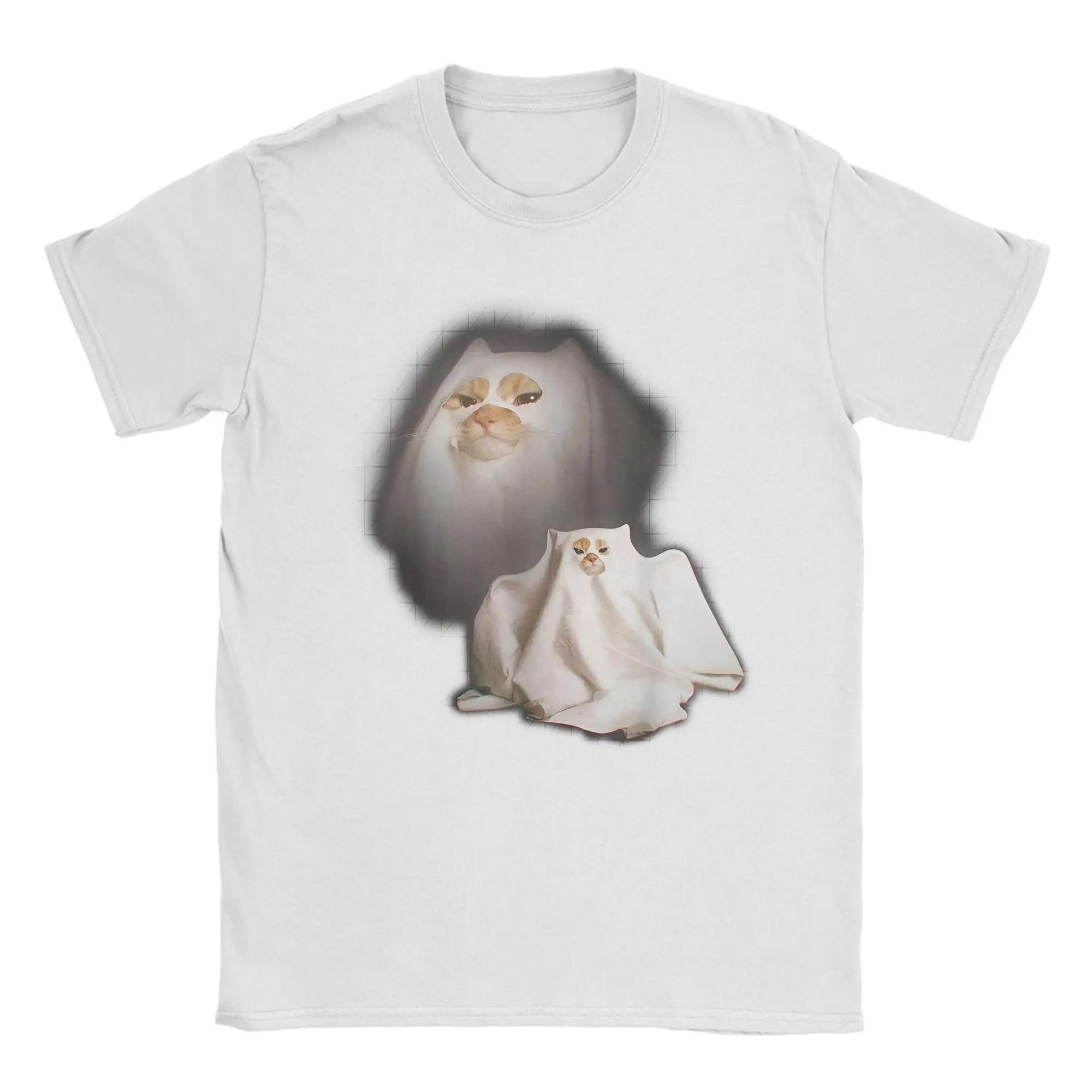 

Camiseta divertida de Halloween con Meme de gato fantasma camisetas Vintage de gatito camisetas de Unisexga corta con cuello S
