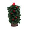 Tabletop Mini Christmas Tree Small Artificial Pine Tree with Wooden Base And Red Balls for Indoor Home Kitchen Dining Table Decor