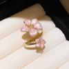 European & American Drip Oil Metal Flower Double-layer Ring: High-end Versatile Index Finger Jewelry