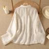 DIMANAF 2026 Women Blouse Plus Size New Autumn Shirt Long Sleeve Embroidery Lace Floral Casual Loose Thin Lady Tops Shirts Beading