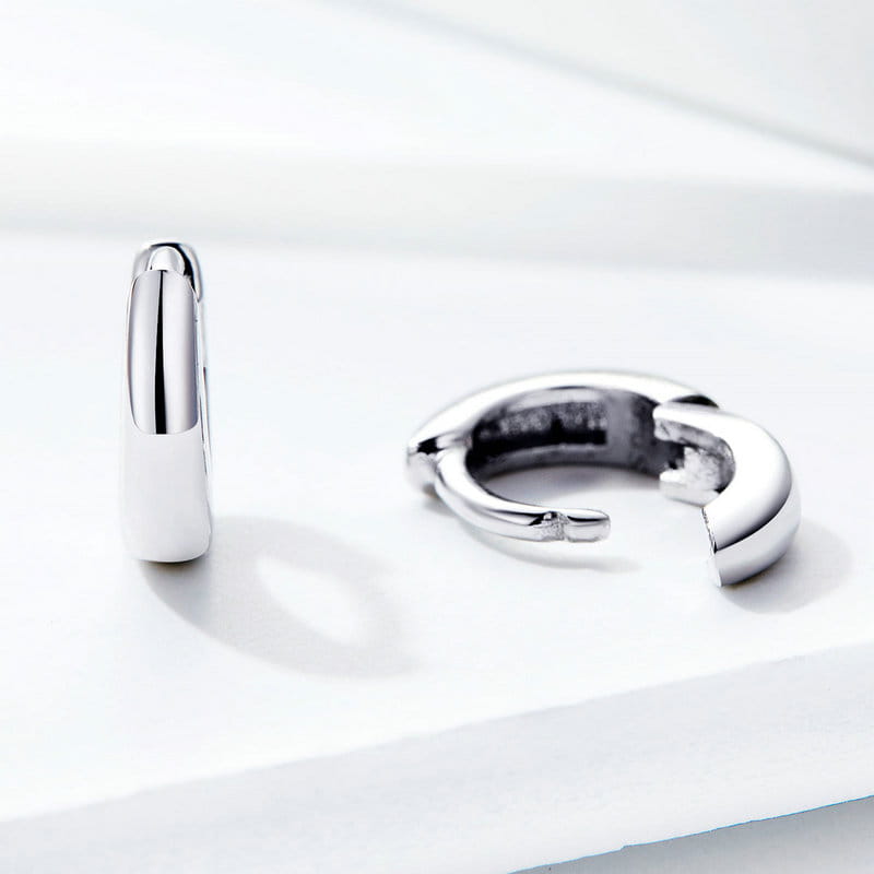 Silver Earrings, Small Hoops, Clasps, 925 Silver