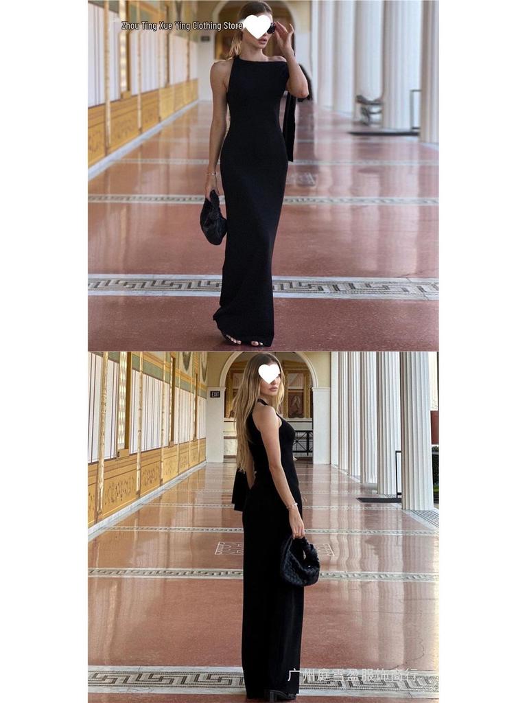 Women's Elegant One-Shoulder Summer Dress - Solid Color Draped Fashion
