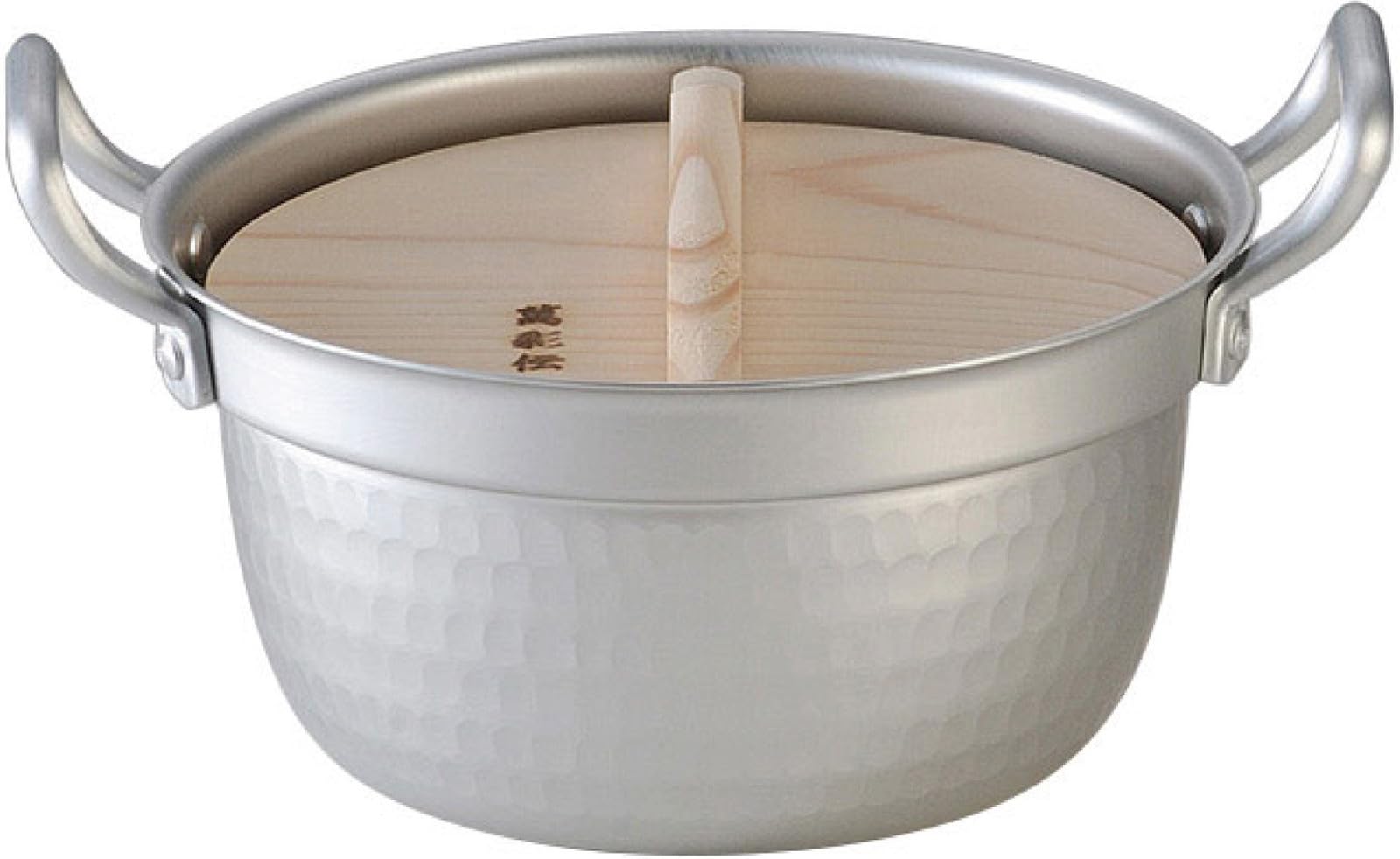 Hokuriku Aluminum Stepped Pot with Wooden Lid, 15.5cm, Aluminum, Gas Stove Compatible, Made in Japan, for Stews, Mansai-den A-2061