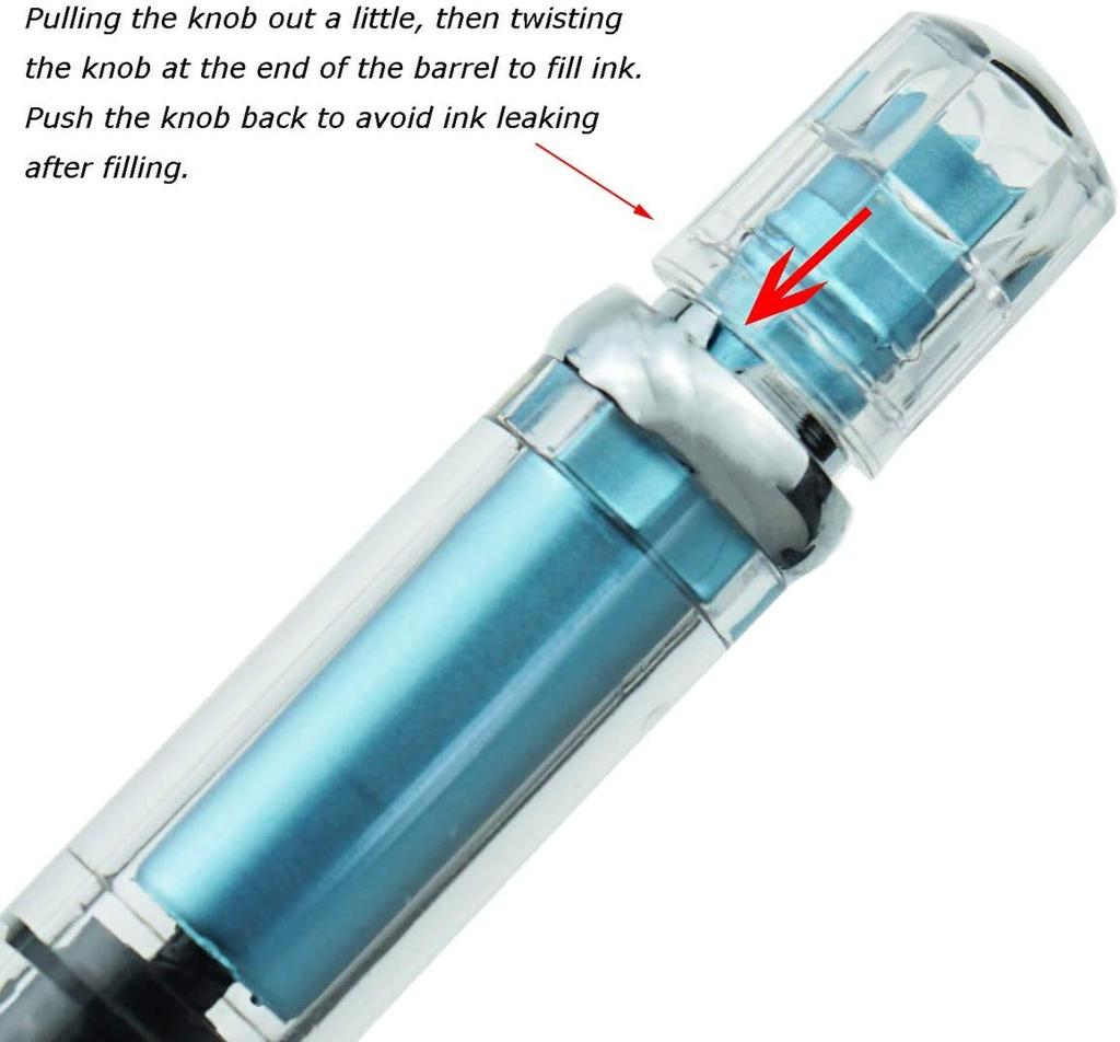 Yongsheng 3008 Fountain Pen, Extra Fine Nib, EF, Transparent Barrel, Silver Trim, Screw-On (Set of 4)