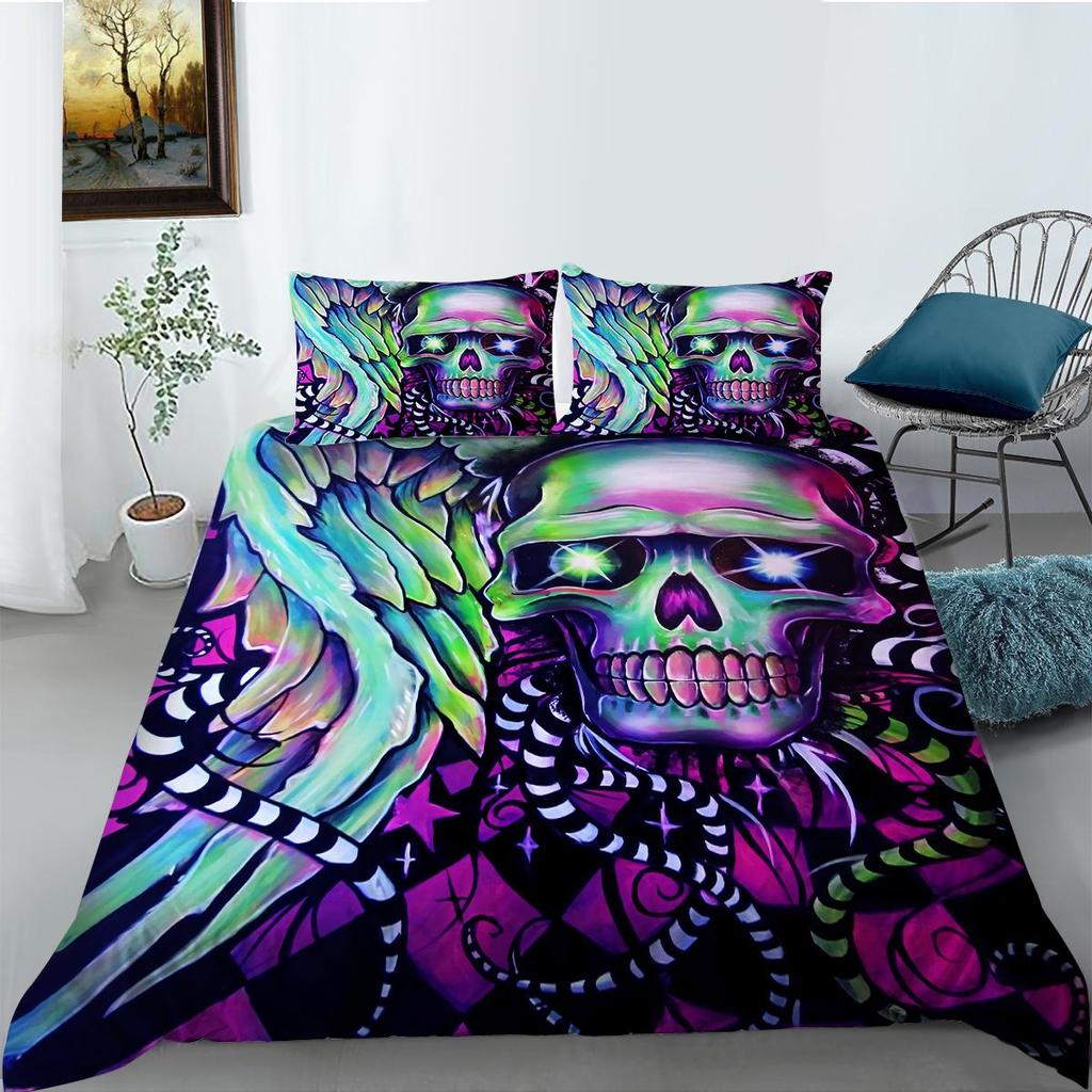 Home Bedding Set Skull Quilt Cover and Pillow Cover Bedding Set AU/EU/US Full Size Home Decoration