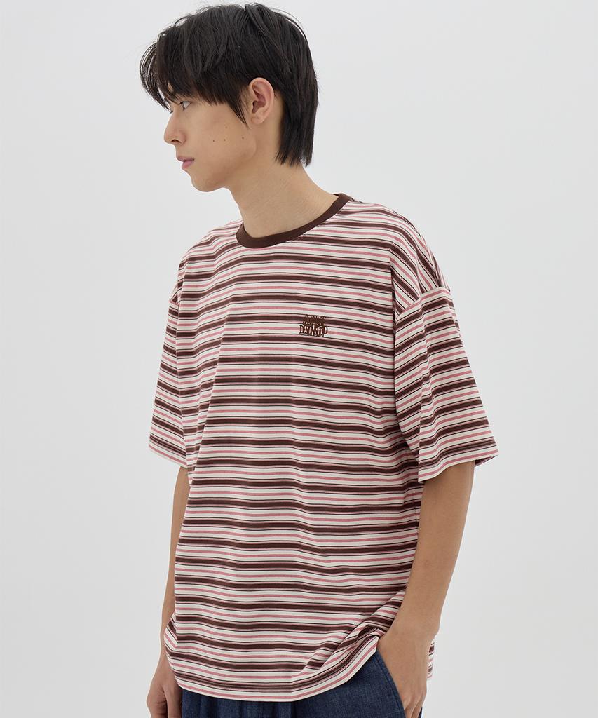 URBANAGE Multi-Stripe Oversized Short Sleeve_Brown