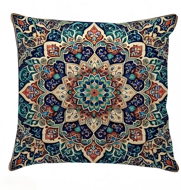 1Pc Bohemian Mandala Plaid Pillow Covers, Zipper Closure, Decorative Cushion Cases For Sofa Bedroom (No Inserts)
