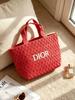 Geflochtene Tragetasche, Damen Rote Strickhandtasche Stickerei Logo Lässig Tägliches Einkaufen Schultertasche