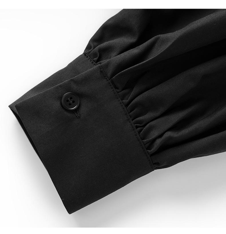 Commuting Coolness Lantern Sleeve Beaded Ribbon Women's Loose Top, Autumn/Winter Style