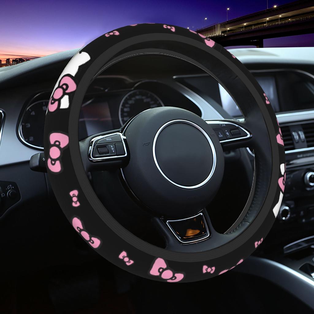 Kittys Cartoon Car Steering Wheel Cover 38cm Steering Wheel Protective Cover Auto Decoration Interior Accessories