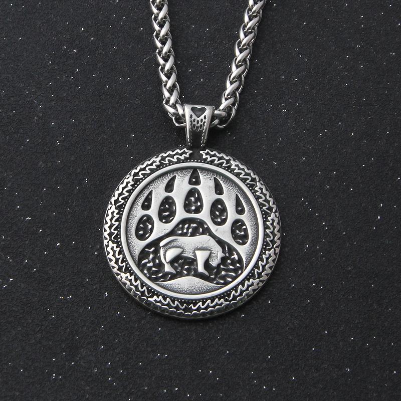 

Ожерелье с подвеской в виде викингов, лап и головы скандинавского медведя, ожерелье с подвеской в виде животного из нержавеющей стали, никогда не выцветает, модные украшения для вечеринок, подарки Single Pendant