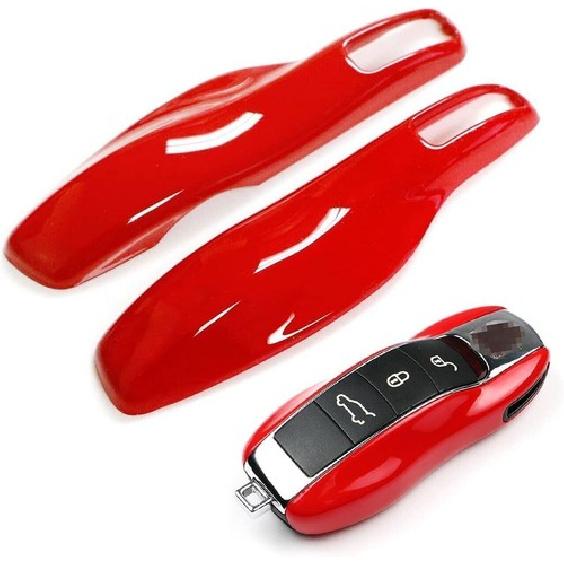 Red Remote Smart Key Shell Holder Cover For Porsche Cayenne Panamera Macan 911