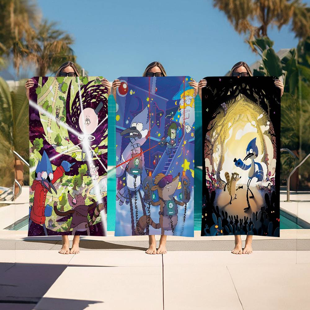 R-Regular Cartoon Show Microfiber Printed Beach Towel Mountain Climbing Yoga Beach Swimming Running Absorbent Soft Towel