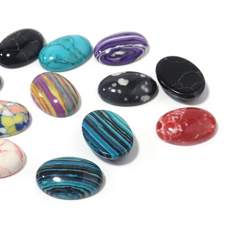 10pcs/Lot 13x18mm Oval Synthetic Turquoise Cabochon Loose Beads Flat Back Cameo Cabochon Spacers For Jewelri Making Wholesale