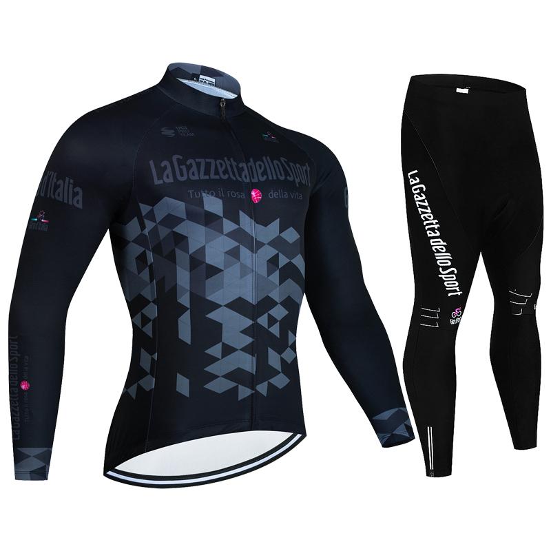 Men's Professional Long Sleeve Cycling Jersey & Padded Shorts Set, Quick Dry, Reflective, Breathable Bike Wear Clothing for Men