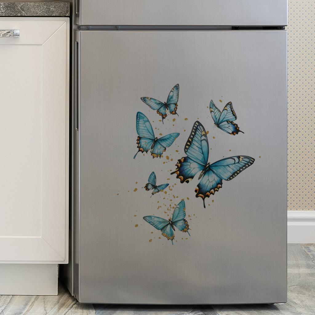 Self-adhesive Fresh Potted Flowers Butterflies Wall Stickers for Living Room Bedroom Home Background Decor
