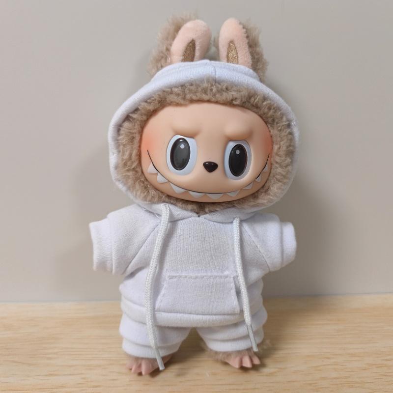 17CM Labubu Vinyl Macaron Blind Box: Casual Hoodie Set & Changeable Outfit Pendant
