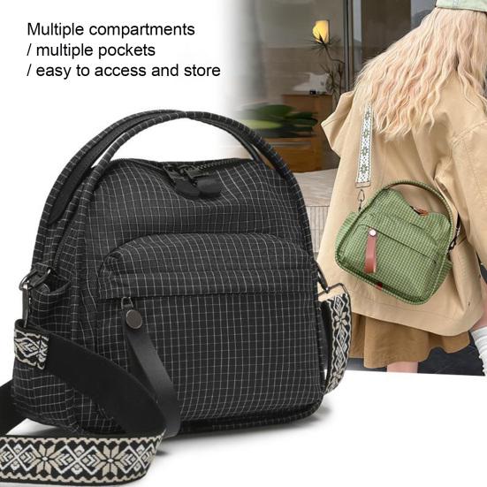 Women Plaid Sling Bag Shoulder Bag Crossbody Purse with Geometric Adjustable Strap Handbag with Top Handle for Travel Street Commuting