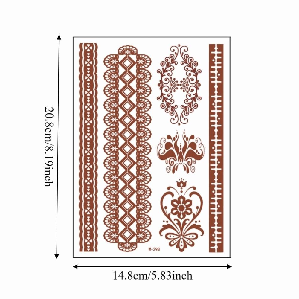 Lace Fake Tattoo Henna Tattoo Stickers Legs Arm Red Henna Tattoo Decals Temporary Tattoo  Girls