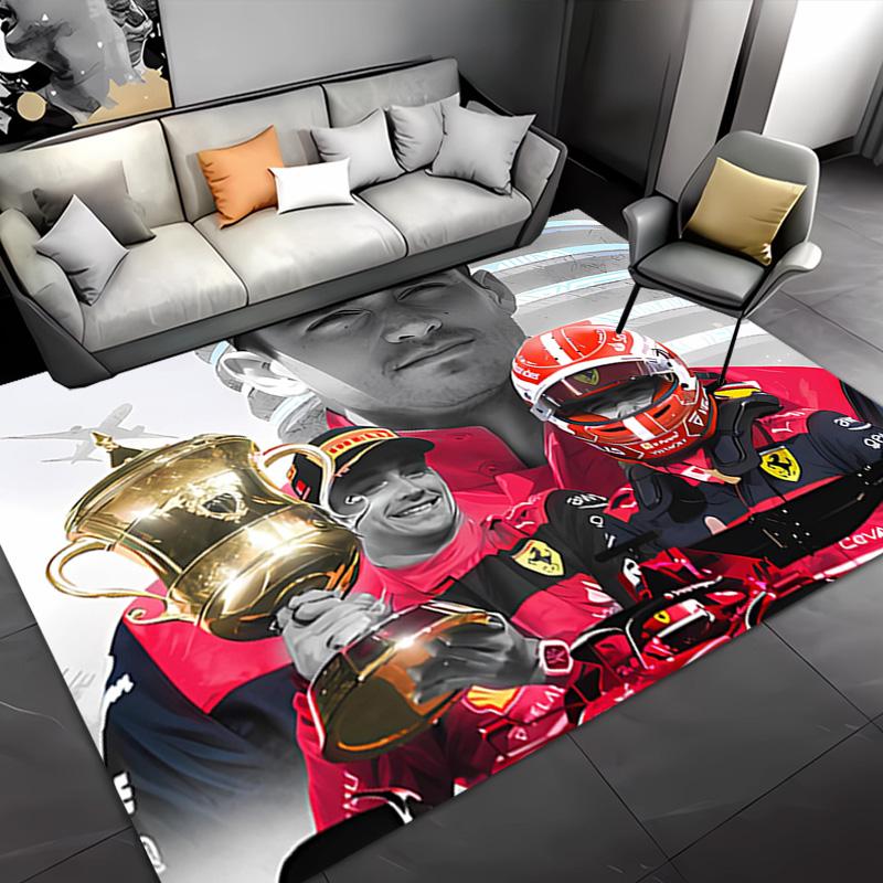 C-charles Leclerc F1 Racing-Themed Entrance Mat,Non-Slip Mat Area Rug,Room Decor,Outdoor Decor,Kitchen Rug,Doormat - Machine Washable,Easy to Clean