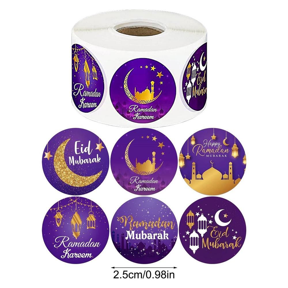 

500 шт. наклеек Ид Мубарак Рамадан украшение для дома 2025 Рамадан Карим Ислам мусульманская вечеринка Ид аль-Адха подарки Рамадан Мубарак 2.5cm фиолетовый