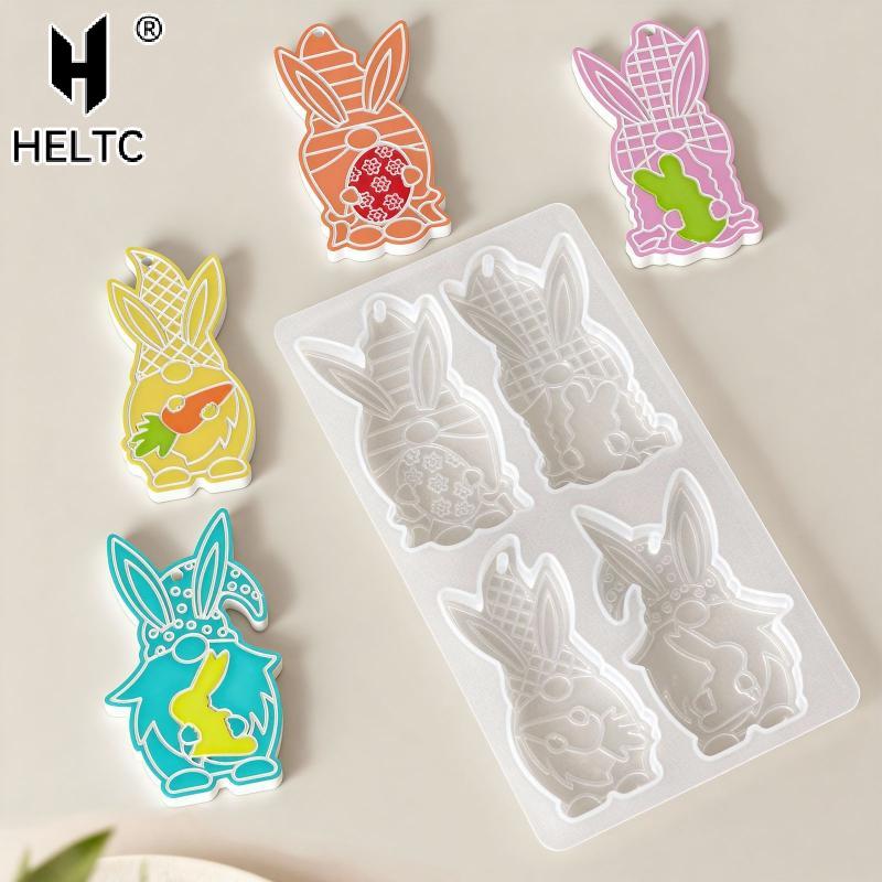 3D Easter Bunny Ornament Silicone Mold DIY Egg Mushroom Shapes Pendant Mould Cute Rabbit Resin Plaster Casting Molds Home Decor