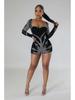 K2900 Rhinestone Elastic Long Sleeve Jumpsuit