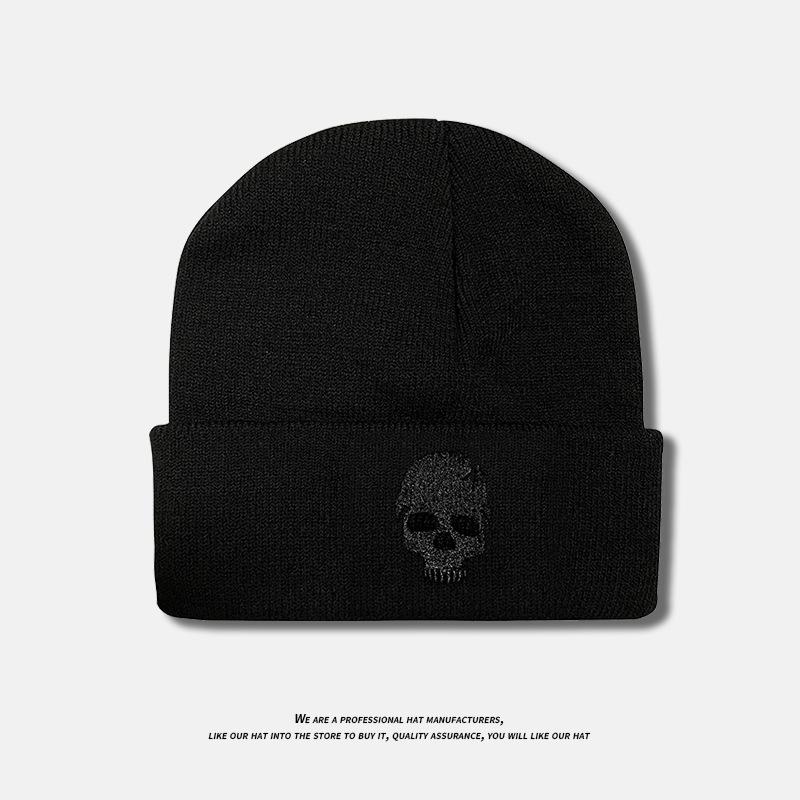 New Autumn and Winter Men's and Women's Woolen Hats Punk Embroidered Skull Cold Hats Personalized Hip Hop Pullover Knitted Hats