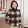 Women's Velvet Thick Coat with Half-high Collar, Winter Knit Two-piece Set for Middle-aged and Elderly Mothers