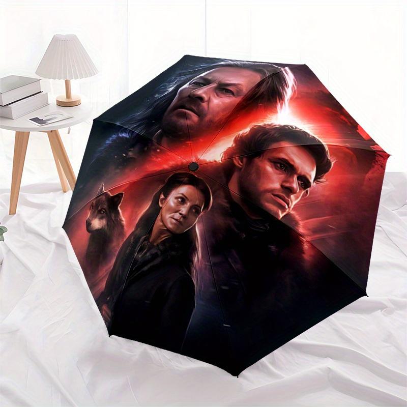 1pc Game of Thrones Automatic Folding Umbrella, Portable Collapsible Design, 8-Rib Iron Frame, All-Season Casual Outdoor Accessory for Christmas Birth