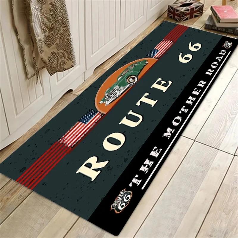 Route 66 Design Kitchen Floor Mat Entrance Doormat Home Decor Carpet for Living Room Bedroom Rugs Bathroom Non-slip Mat Foot Pad